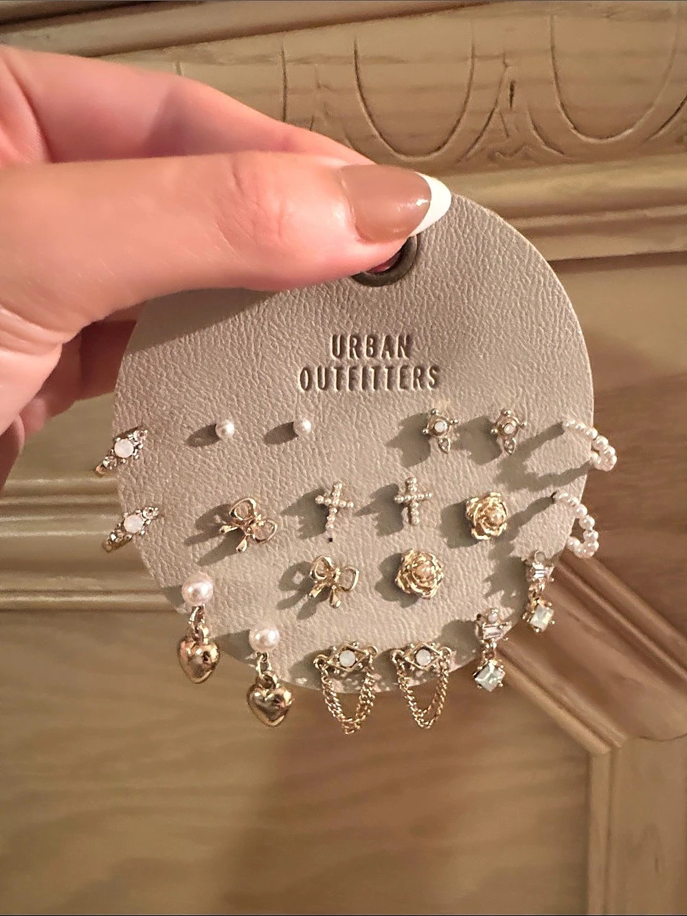 Urban Outfitters Gold-Tone Mixed Earring Set in Gold & White NWT